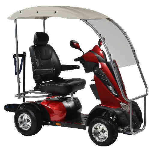 KINGCOBRA422CS-PGV - King Cobra 4 Wheel Golf Scooter w/ All Terrain Tires, Golf Caddy, and Hard Top Canopy
